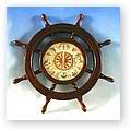 wooden ship's wheel