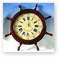 wooden ship's wheel